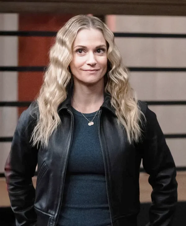 Criminal Minds Evolution S18 A.J. Cook Bomber Leather Jacket Side