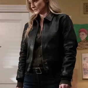 Criminal Minds Evolution S18 A.J. Cook Black Bomber Leather Jacket