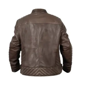 Drexler Quilted Brown Leather Biker Jacket Back