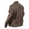 Drexler Quilted Brown Leather Biker Jacket Back Look