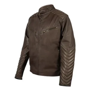 Drexler Quilted Brown Leather Biker Jacket on Sale