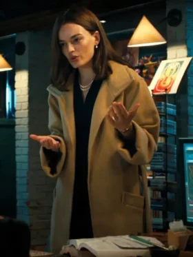 Ella McCay Emma Mackey Brown Wool Coat