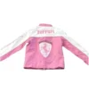 Ferrari White and Pink Sports Leather Jacket For Sale