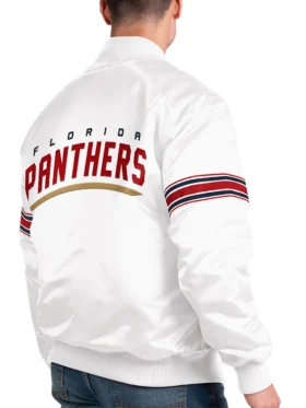 Florida Panther White Varsity jacket Back Look