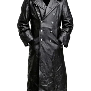 German Military Leather Trench Coat Front