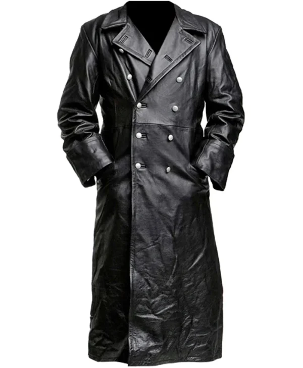 German Military Leather Trench Coat Front