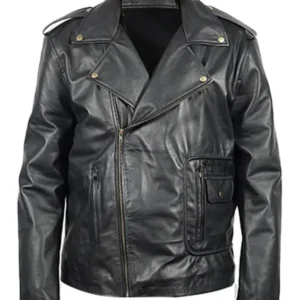 Grease John Travolta T Birds Black Leather Jacket Side