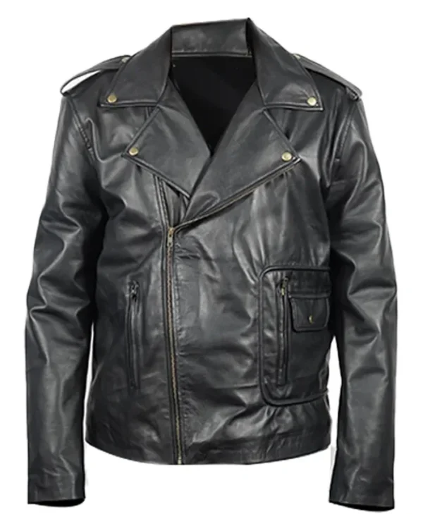 Grease John Travolta T Birds Black Leather Jacket Side