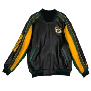 Green Bay Packers Leather Bomber Jacket Style 03