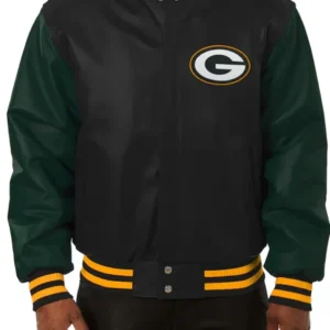 Green Bay Packers Leather Bomber Jacket Style 04
