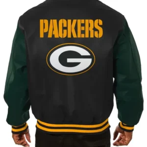 Green Bay Packers Leather Bomber Jacket Style 04 Back