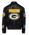 Green Bay Packers Leather Bomber Jacket style 02 Back