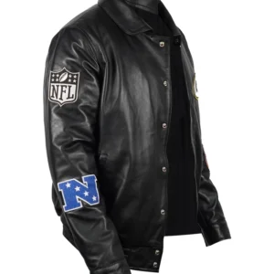 Green Bay Packers Leather Jacket black right