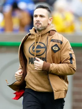 Green Bay Packers Salute To Service Matt LaFleur Bomber Jacket Side