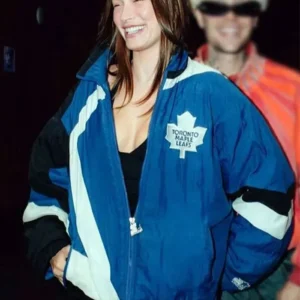 Hailey Bieber Toronto Maple Leafs Blue Jacket For Sale