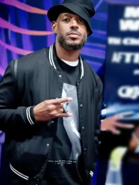 Him 2025 Marlon Wayans Black Varsity Jacket Front