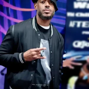 Him 2025 Marlon Wayans Black Varsity Jacket Front