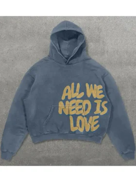 Hip Hop Y2K Letter Print Pullover Oversized Hoodie
