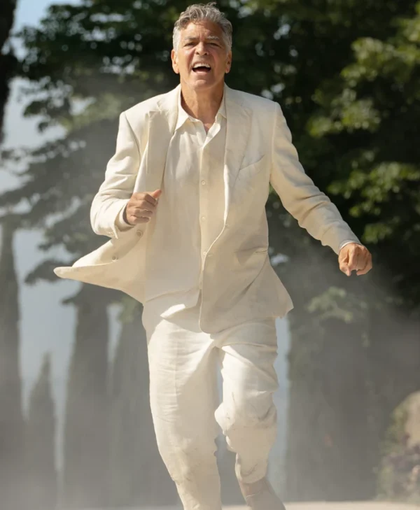 Jay Kelly George Clooney White Suit Side