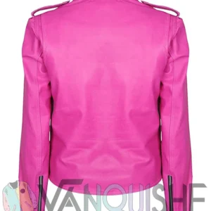 Jessica Alba Inspired Women’s Slim Fit Biker Jacket back
