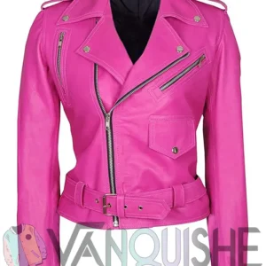 Jessica Alba Inspired Women’s Slim Fit Biker Jacket front shoot