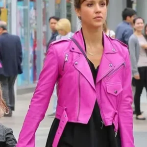 Jessica Alba Inspired Women’s Slim Fit Biker Jacket left