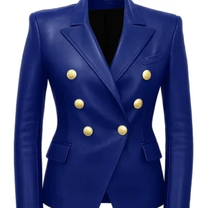 Kim Kardashian Blue Leather Blazer