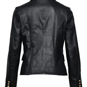 Kim Kardashian Black Leather Blazer