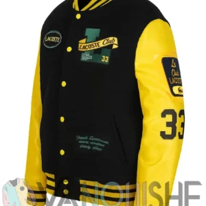 Lacoste Two-Tone Black And Yellow Varsity Jacket left