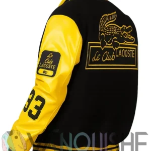 Lacoste Two-Tone Black And Yellow Varsity Jacket right back