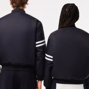 Lacoste Vintage Patch Black Varsity Jacket For Sale