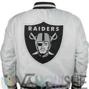 Las Vegas Raiders White Bomber Jacket back