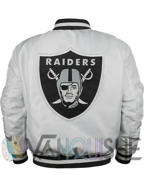 Las Vegas Raiders White Bomber Jacket back