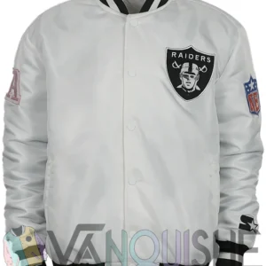 Las Vegas Raiders White Bomber Jacket front