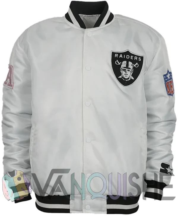 Las Vegas Raiders White Bomber Jacket front