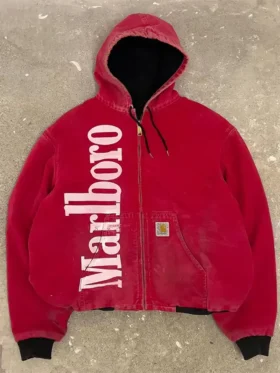 Letters Printed Long Sleeve Zip-up Hooded Jacket