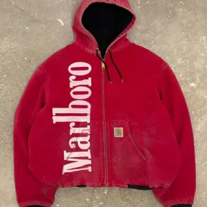 Letters Printed Long Sleeve Zip-up Hooded Jacket