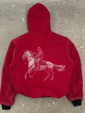 Letters Printed Long Sleeve Zip-up Hooded Jacket For Sale
