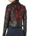 Lilian Black Floral Leather Jacket Back