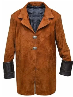 Malcolm Reynolds Brown Suede Leather Firefly Trench Coat Side
