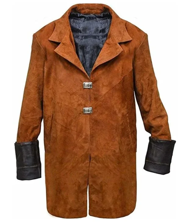 Malcolm Reynolds Brown Suede Leather Firefly Trench Coat Side