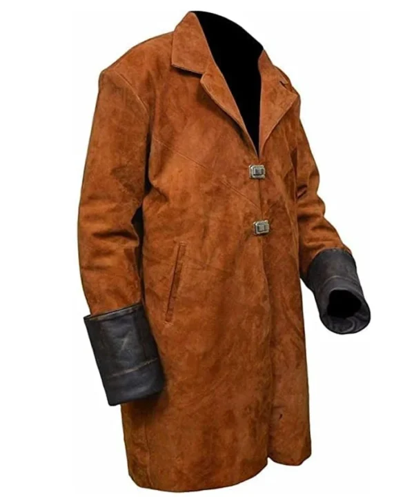 Malcolm Reynolds Brown Suede Leather Firefly Trench Coat Back
