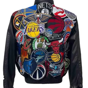 Mega Patchwork Wool Leather Black Jacket For Sale