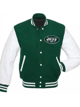 NY Jets Kevin Arnold Green Varsity Jacket Back