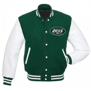 NY Jets Kevin Arnold Green Varsity Jacket Back