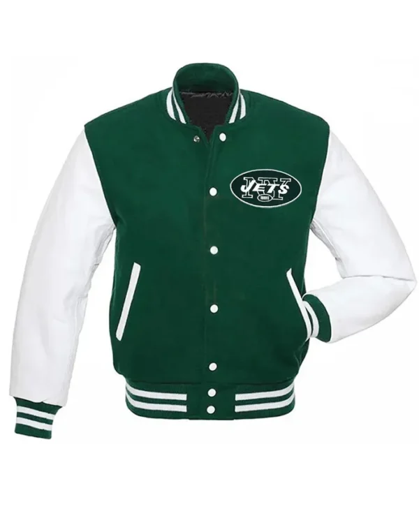 NY Jets Kevin Arnold Green Varsity Jacket Back