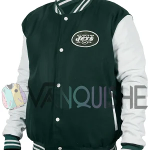 NY Jets Kevin Arnold Green Varsity Jacket left
