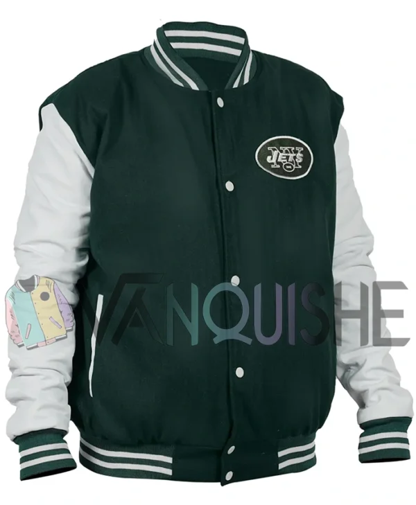 NY Jets Kevin Arnold Green Varsity Jacket right