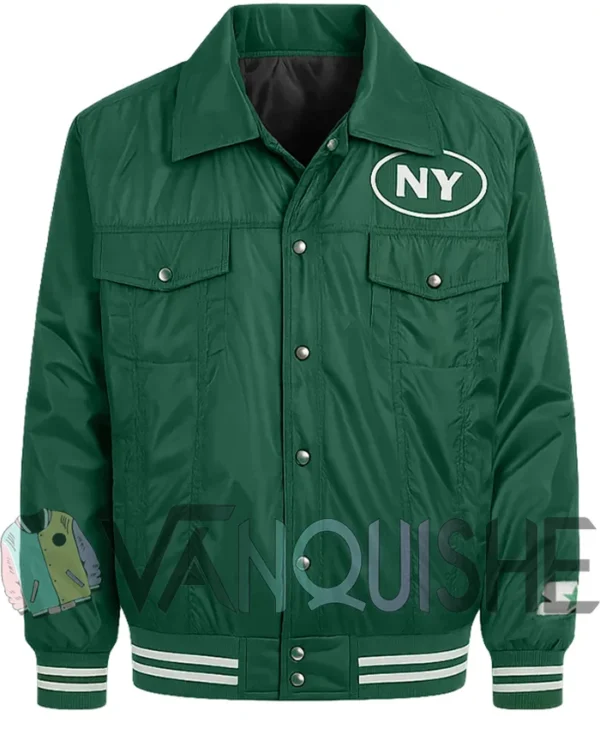 New York Jets Silver Tab Green Varsity Jacket front