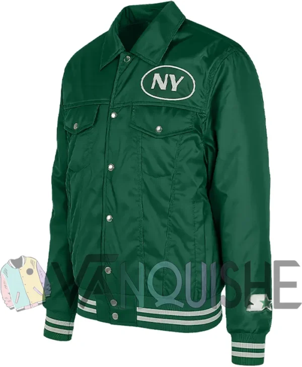 New York Jets Silver Tab Green Varsity Jacket left